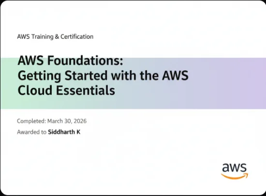 AWS Foundations: Getting Started with AWS Cloud Essentials certificate
