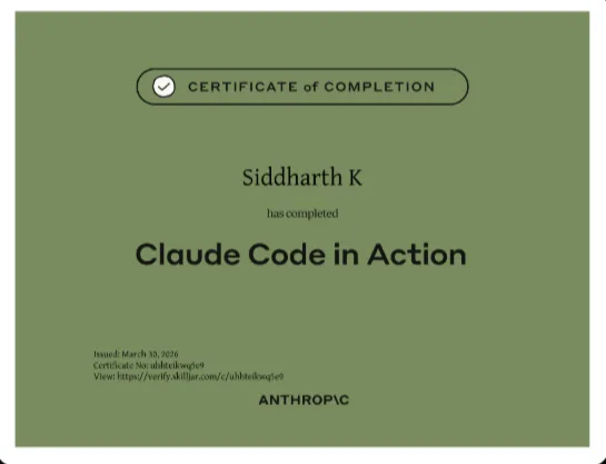 Claude Code in Action certificate