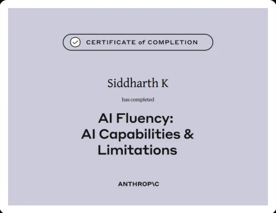 AI Fluency: Capabilities & Limitations certificate