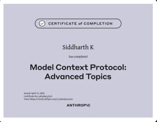 Model Context Protocol: Advanced Topics certificate